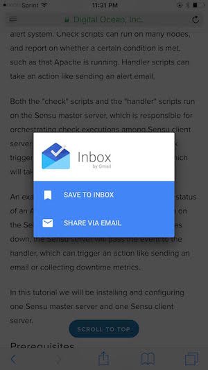 Save to Inbox screenshot